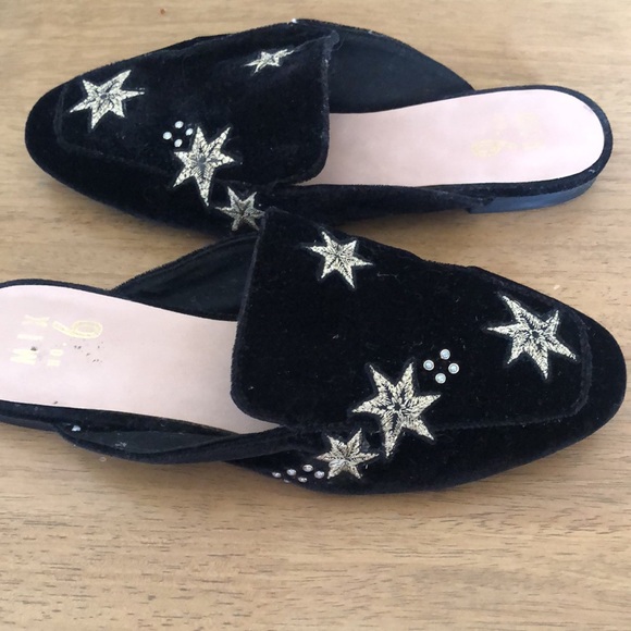 Mix No. 6 Shoes - Mix No. 6, flats, black velvet with gold stars, size 7